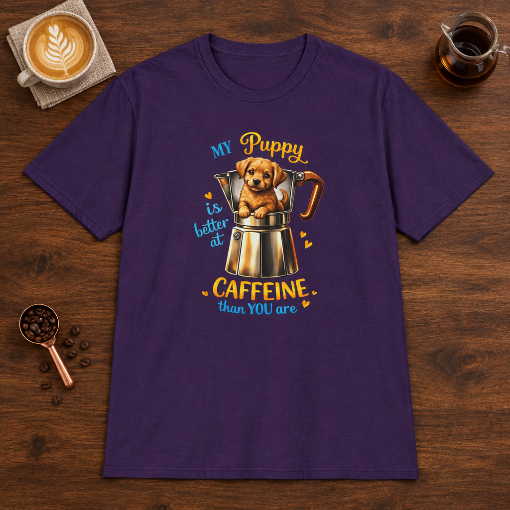 My Puppy - Dark Colors T-Shirt Purple coffee bar mockup