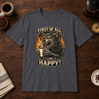 First Of All T-Shirt Charcoal coffee-bar flat lay