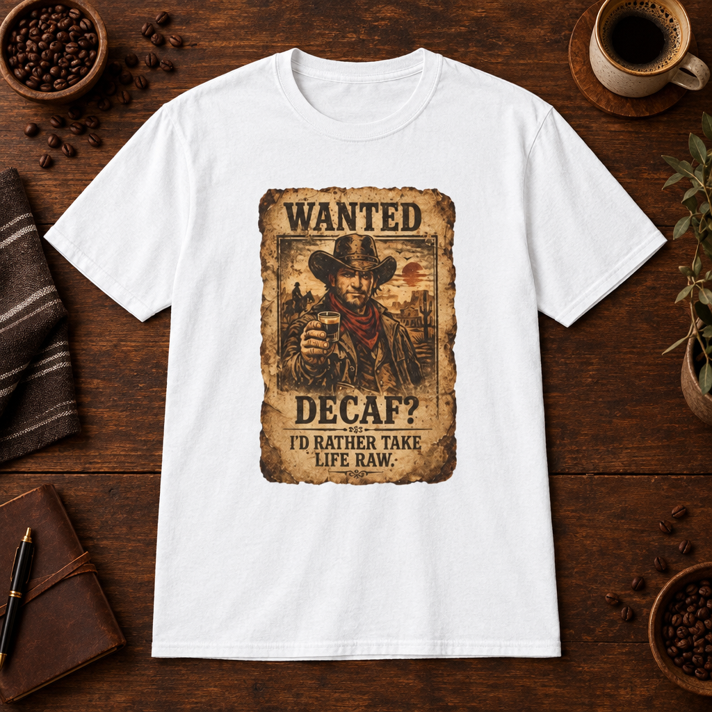 Wanted T-Shirt White short-sleeve coffee-bar flat lay