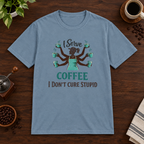 I Serve Coffee T-Shirt Stone Blue short-sleeve coffee-bar flat lay