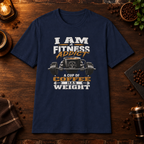 I Am a Fitness Addict T-Shirt in Navy, coffee bar flat lay mockup