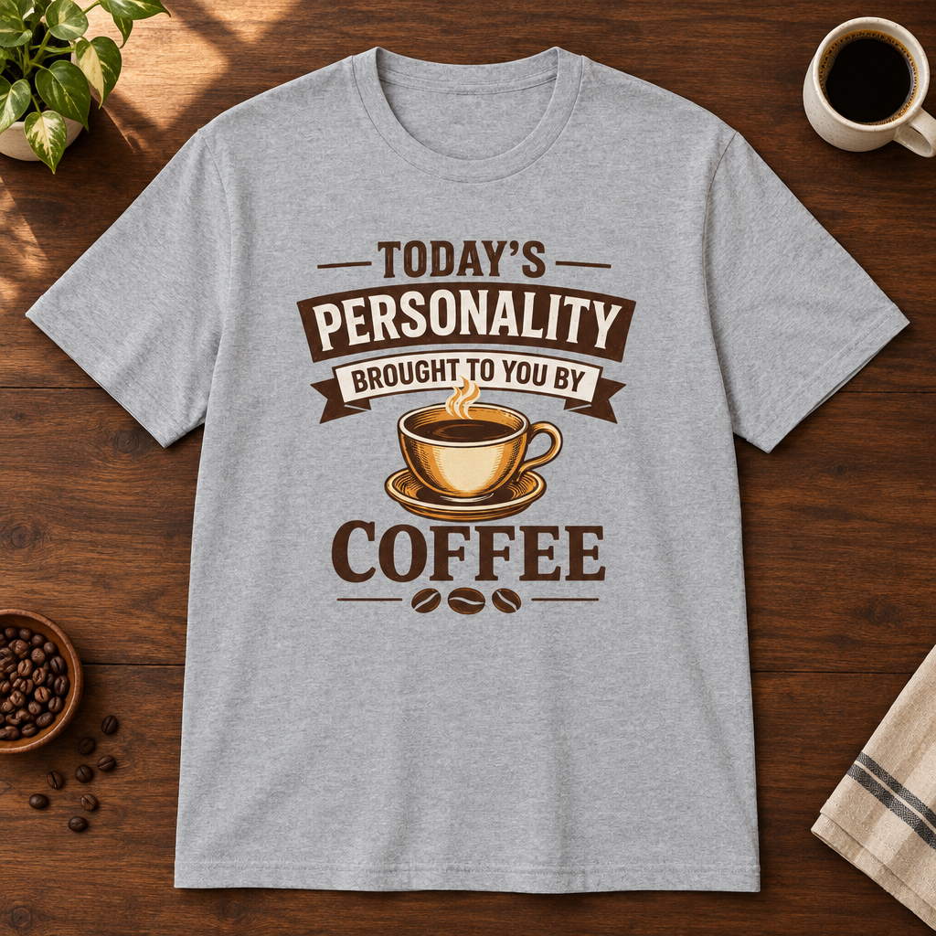 Today's Personality T-Shirt Sport Grey coffee-bar flat lay