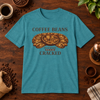 Coffee Beans T-Shirt Heather Galapagos Blue short-sleeve coffee-bar flat lay