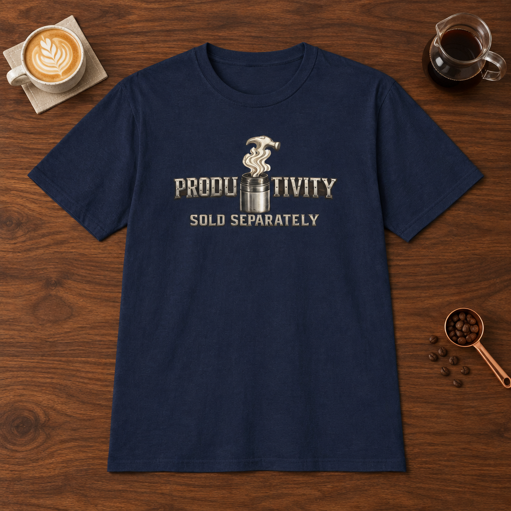 Productivity Sold Separately T-Shirt Navy coffee bar mockup