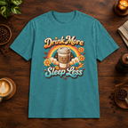 Drink More Sleep Less Heather Galapagos Blue coffee-bar mockup