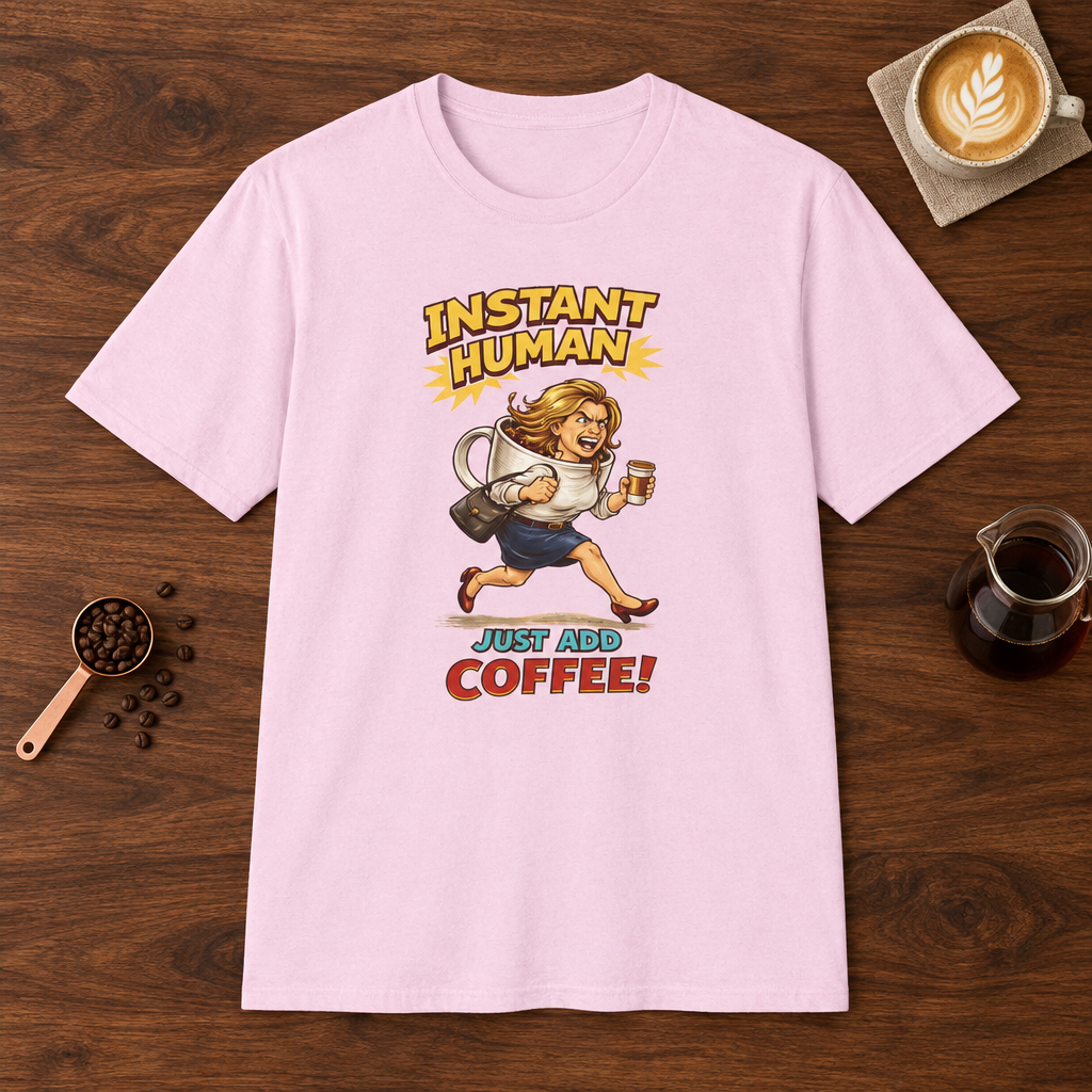 Instant Woman T-Shirt Light Pink coffee bar mockup