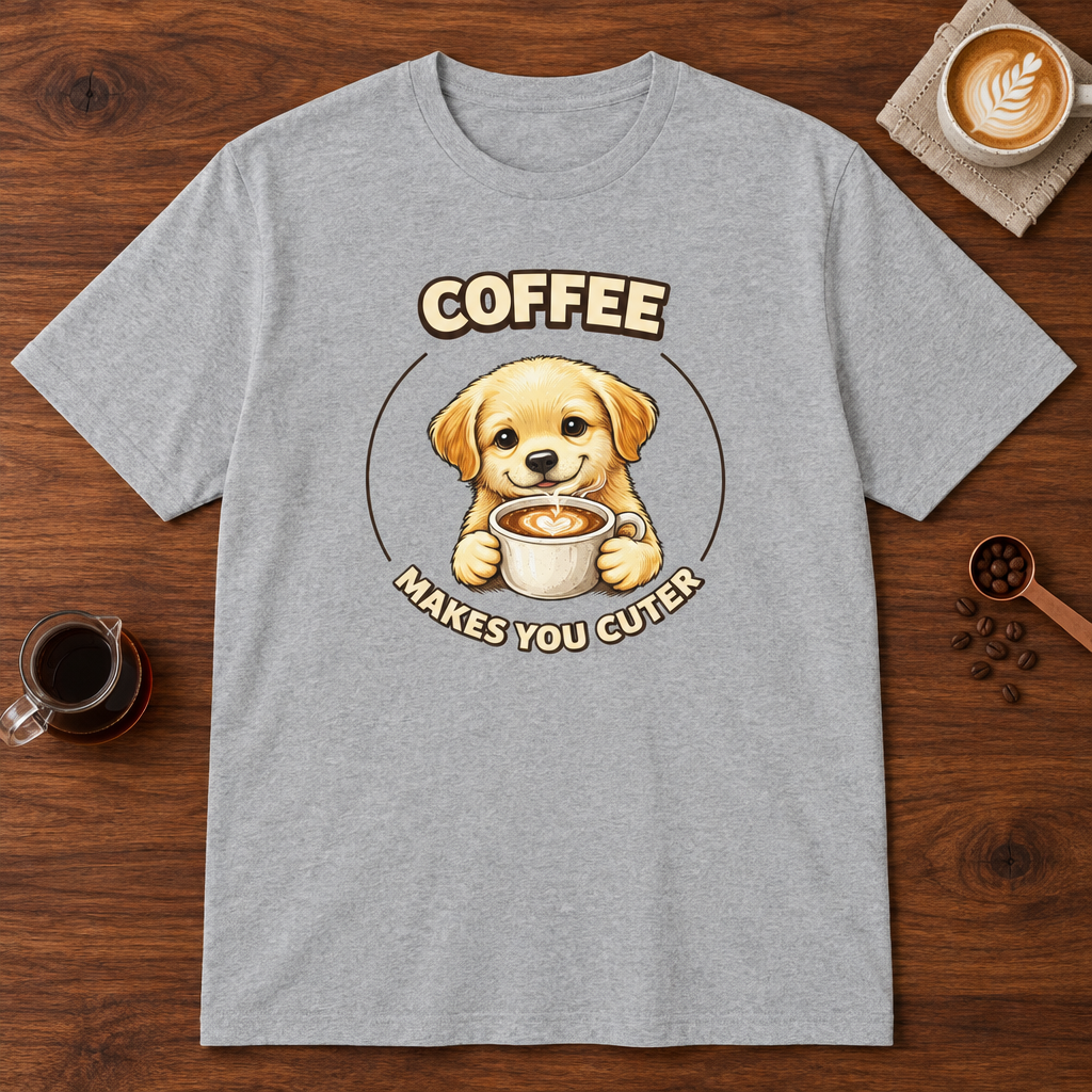 Coffee Makes You Cuter T-Shirt Sport Grey coffee bar mockup