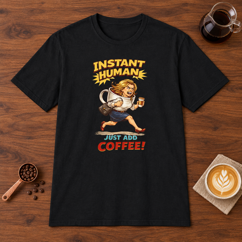 Instant Woman T-Shirt Black coffee bar mockup