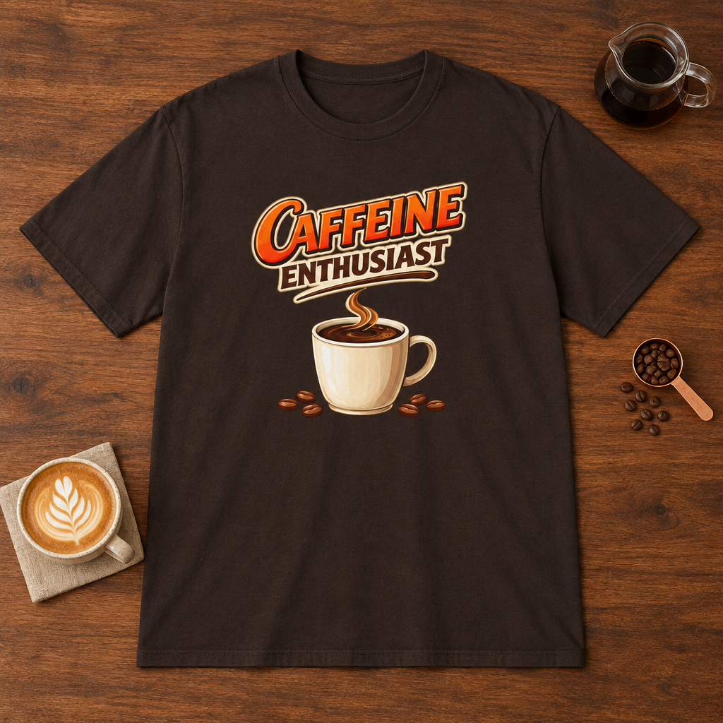 Caffeine Enthusiast - Cup T-Shirt Dark Chocolate coffee bar mockup