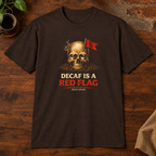 Red Flag T-Shirt Dark Chocolate close-fill short-sleeve coffee-bar flat lay