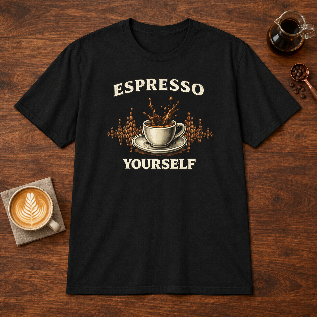 Espresso Yourself T-Shirt Black coffee bar mockup