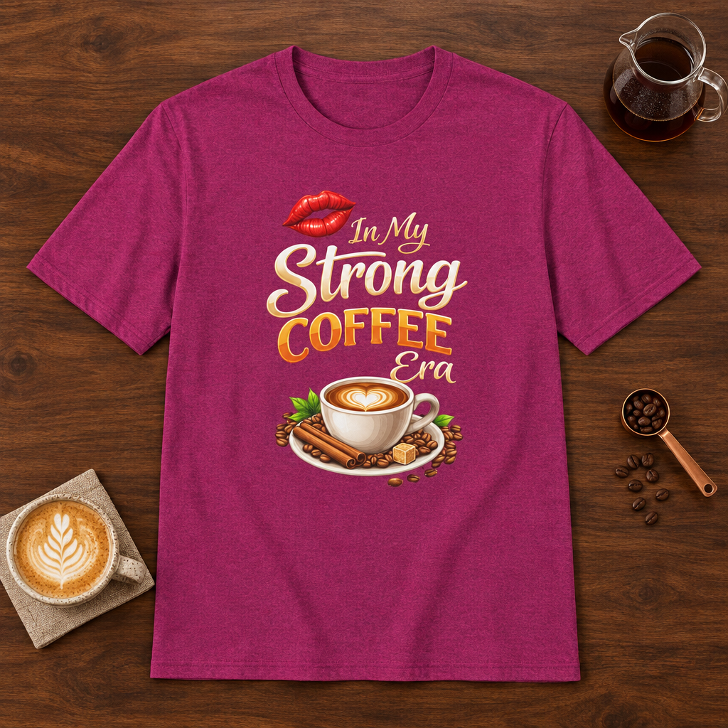 Strong Coffee Era T-Shirt Antique Heliconia coffee bar mockup