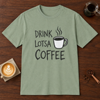 Drink Lotsa Coffee-Light T-Shirt Sage coffee bar mockup