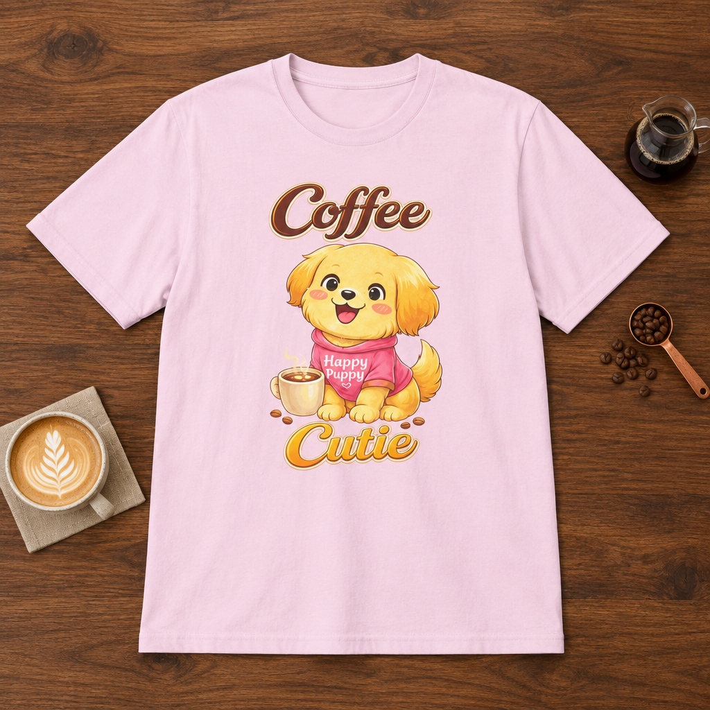 Coffee Cutie T-Shirt Light Pink coffee bar mockup