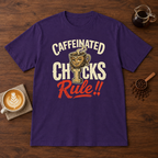 Caffeinated Chicks T-Shirt Purple coffee bar mockup