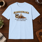 Coffee O'Clock T-Shirt Light Blue short-sleeve coffee-bar flat lay