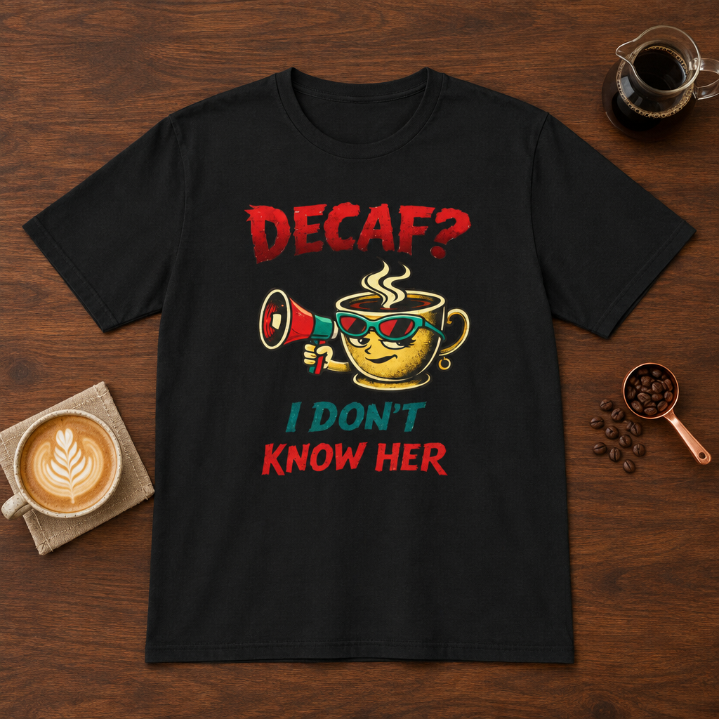 Decaf? T-Shirt Black coffee bar mockup