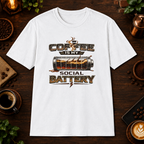 Coffee is My Social Battery T-Shirt in White, zoomed lifestyle mockup