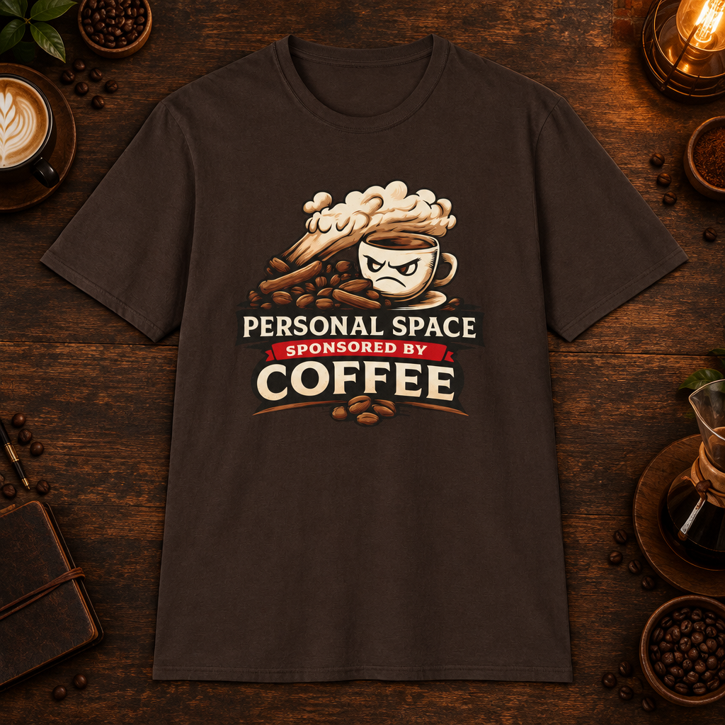 Personal Space T-Shirt in Black, zoomed lifestyle mockup