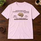 Scientific Proof T-Shirt Light Pink coffee-bar flat lay