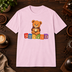 Teddy Bear T-Shirt in Light Pink, coffee bar flat lay mockup