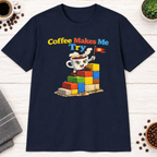 Coffee Makes Me Try 2 T-Shirt in White, zoomed lifestyle mockup
