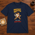Instant Man T-Shirt Navy coffee bar mockup