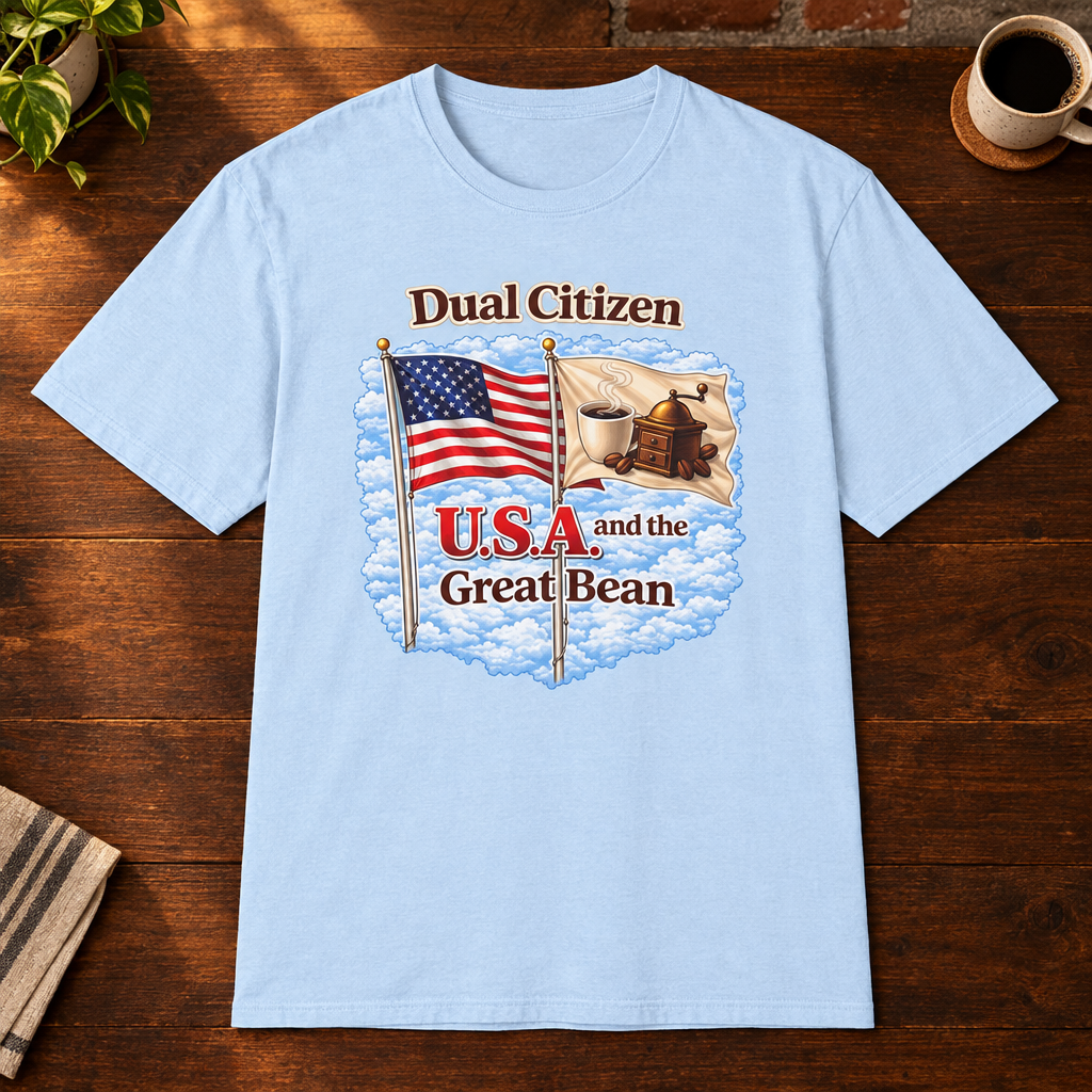 Dual Citizen T-Shirt Light Blue close-fill short-sleeve coffee-bar flat lay