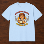 Wired on Coffee T-Shirt Light Blue close-fill short-sleeve coffee-bar flat lay