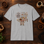Coffee Delivery System T-Shirt in Sport Grey, coffee bar flat lay mockup