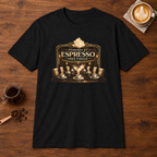 Powered by Espresso Meetings T-Shirt Black coffee bar mockup