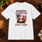 Patriotic Americans T-Shirt White close-fill short-sleeve coffee-bar flat lay