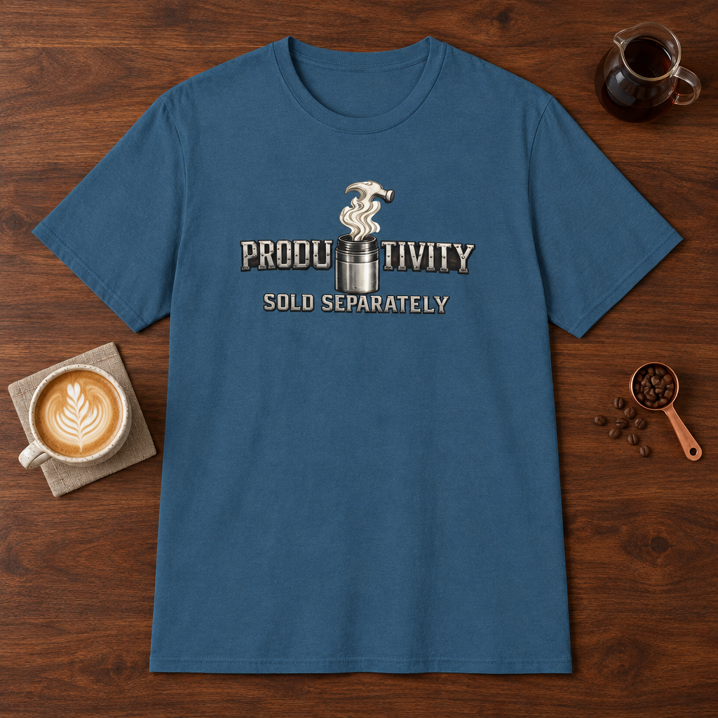 Productivity Sold Separately T-Shirt Indigo Blue coffee bar mockup