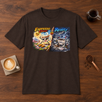 Espresso Chaos vs Reality T-Shirt Dark Chocolate coffee bar mockup