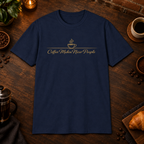 Nicer People T-Shirt in Navy, coffee bar flat lay mockup