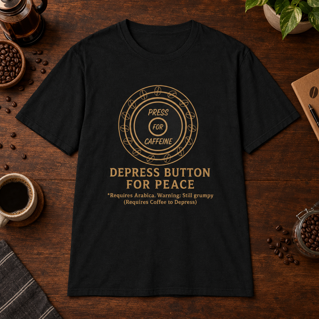 Press for Caffeine T-Shirt Black coffee-bar flat lay