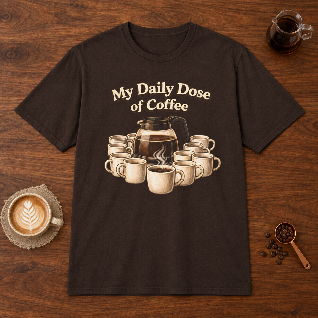 Daily Dose T-Shirt Dark Chocolate coffee bar mockup