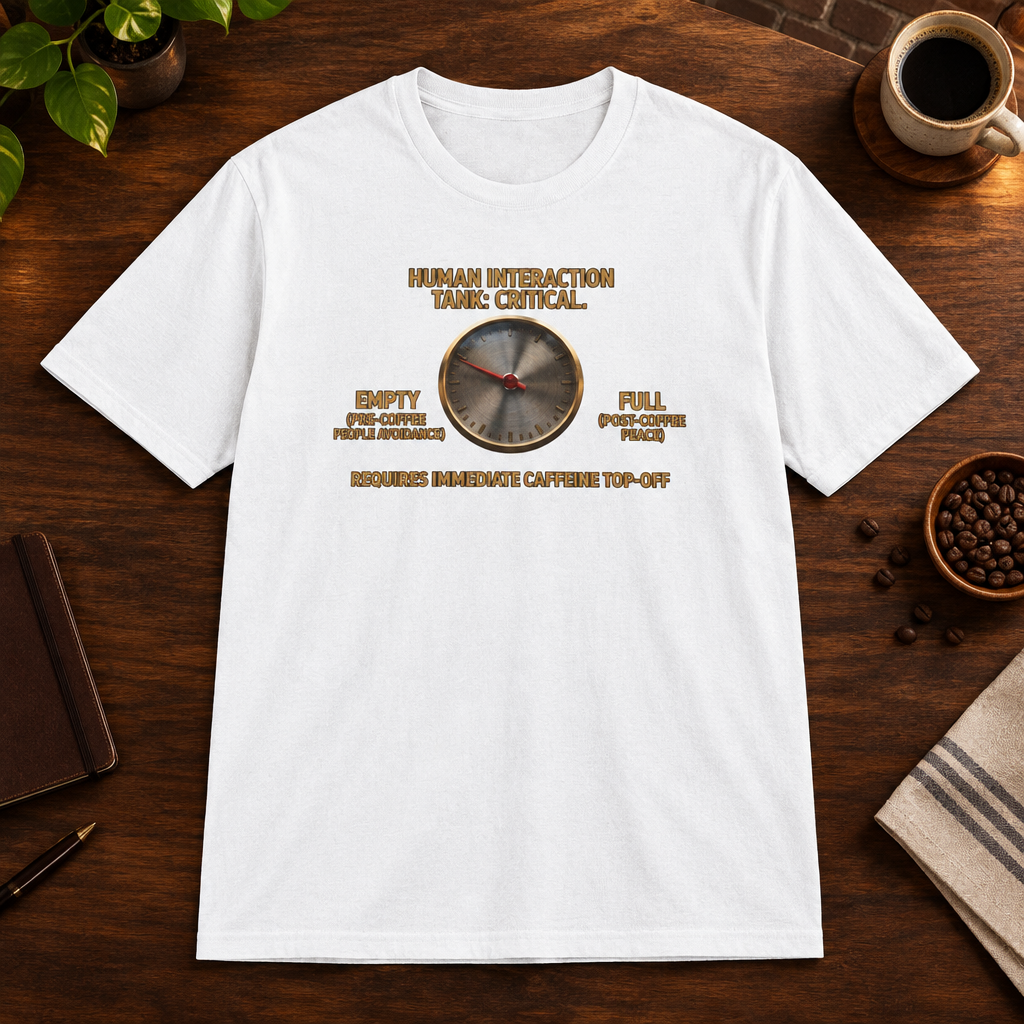 Human Interaction T-Shirt White close-fill short-sleeve coffee-bar flat lay