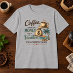 Simple Man T-Shirt Sport Grey short-sleeve coffee-bar flat lay