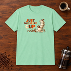Just One More Cup T-Shirt Mint Green coffee-bar flat lay