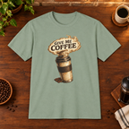 Give Me Coffee T-Shirt Sage coffee-bar flat lay, consistent framing