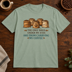 Coffee Bags T-Shirt Sage short-sleeve coffee-bar flat lay