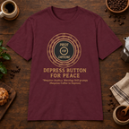 Press for Caffeine T-Shirt Maroon coffee-bar flat lay
