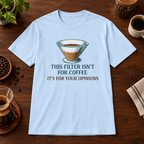 Coffee Filter T-Shirt Light Blue short-sleeve coffee-bar flat lay