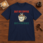 Out of Coffee T-Shirt Navy coffee bar mockup