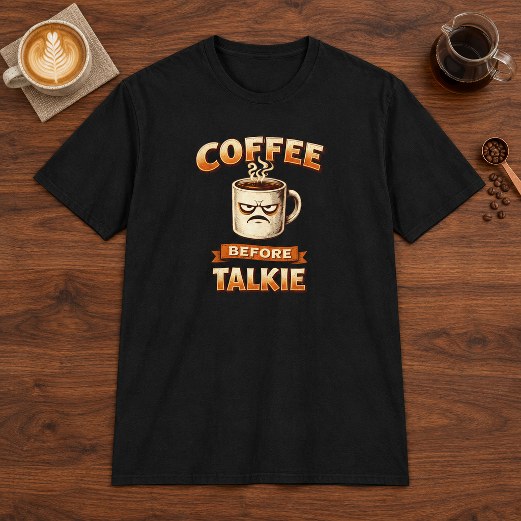 Coffee Before Talkie T-Shirt Black coffee bar mockup