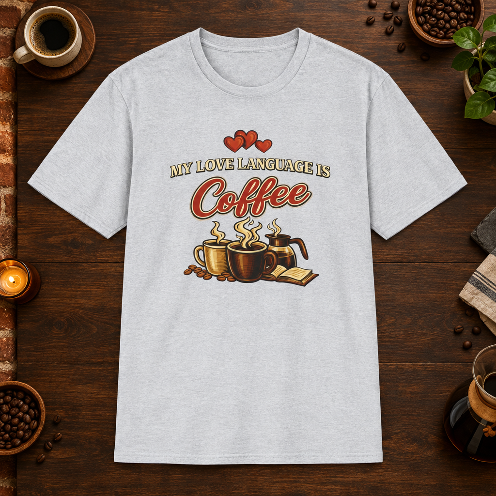 Love Language T-Shirt Sport Grey S square flat-lay mockup